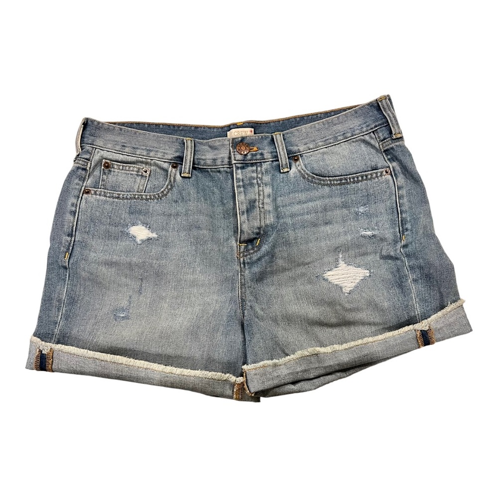 J. Crew High Rise Distressed Button Fly Cutoff Denim Shorts Blue C6214 Size 29